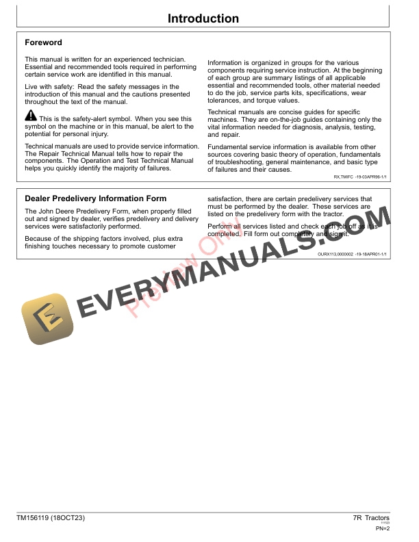 John Deere 7R S. N. 110101— Technical Manual TM156119 18OCT23 2