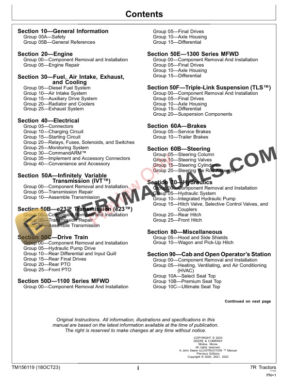 John Deere 7R S. N. 110101— Technical Manual TM156119 18OCT23 3