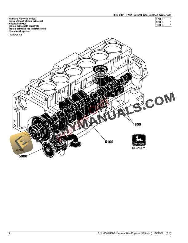 John Deere 8.1L-6081HFN01 NATURAL GAS ENGINES(WATERLOO) Parts Catalog PC2502 05JUL21-4