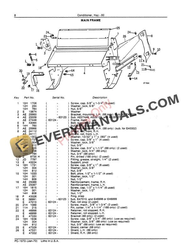 John Deere 80 Hay Conditioner Parts Catalog PC1072 01JAN70 4