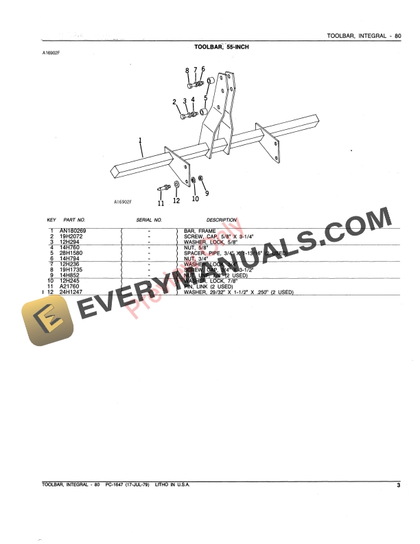 John Deere 80 Integral Toolbar Parts Catalog PC1647 17JUL79-5