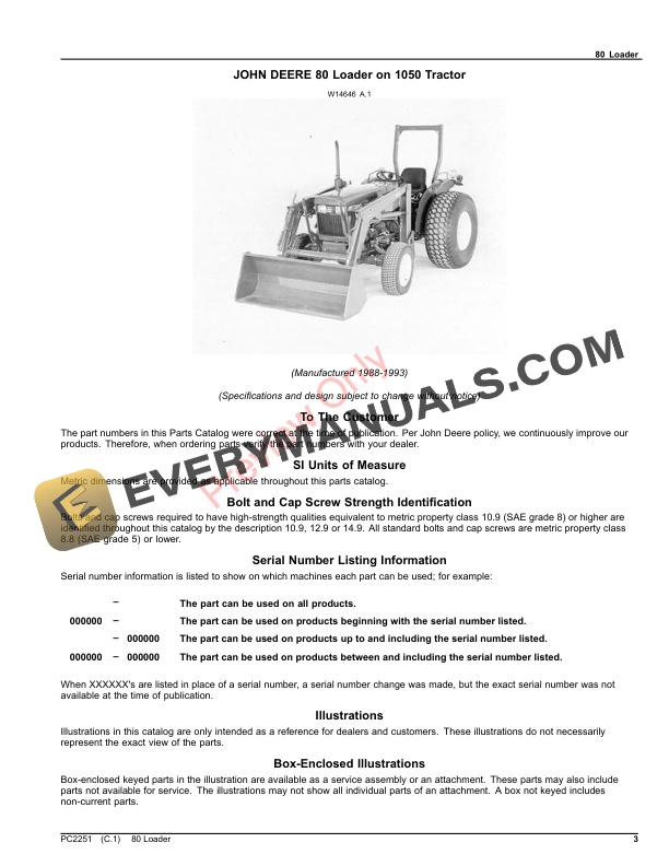 John Deere 80 Loader Parts Catalog PC2251 13NOV20-3