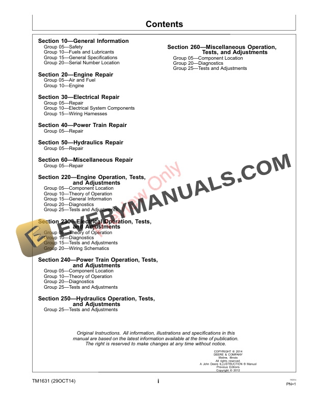 John Deere 800 1000 1500 2000 Aercore Aerators Technical Manual TM1631 29OCT14 3