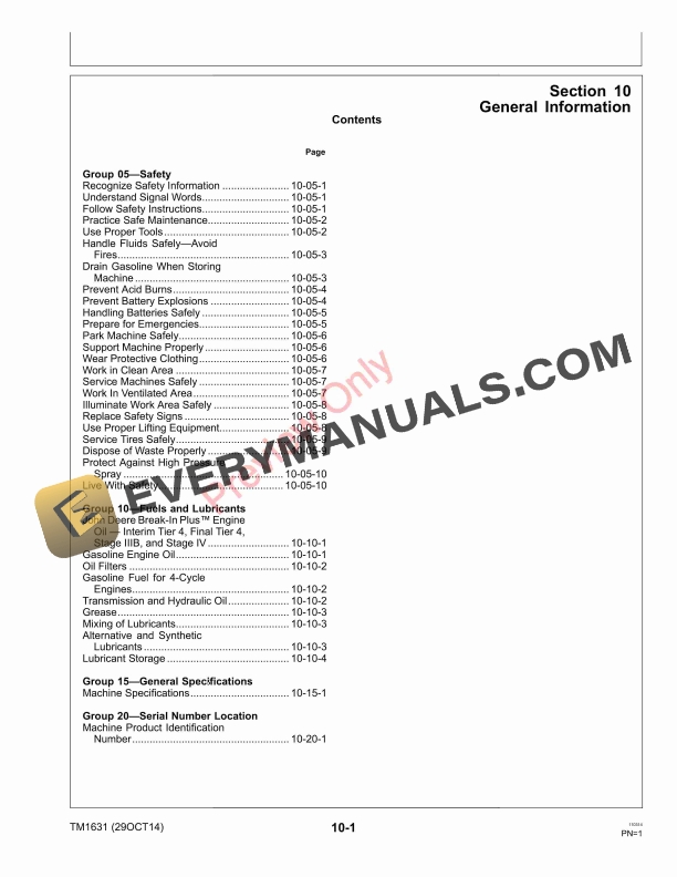 John Deere 800 1000 1500 2000 Aercore Aerators Technical Manual TM1631 29OCT14 5