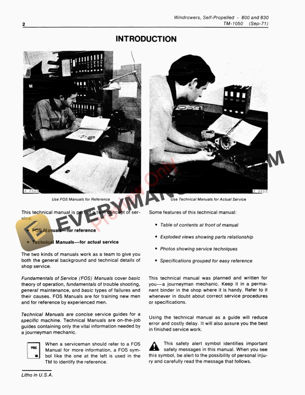 John Deere 800 and 830 Self Propelled Windrowers Technical Manual TM1050 01SEP81 4