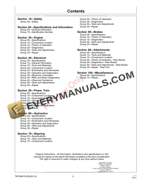 John Deere 8000 E Cut Hybrid Mower 010001 Technical Manual TM108419 09JUL14 3