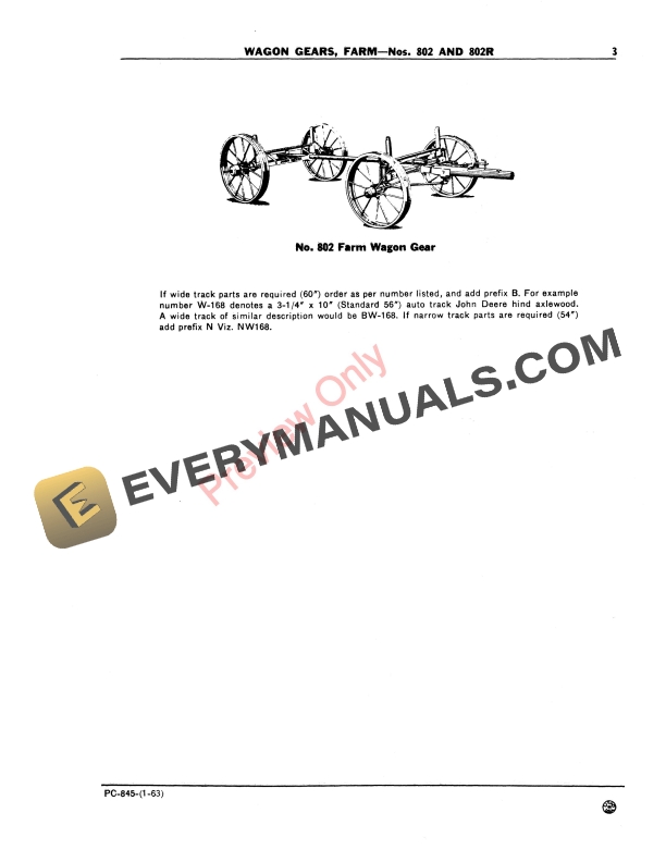 John Deere 802, 802R, 902, 951, 952 Wagon Gears Parts Catalog PC845 01JAN63-5