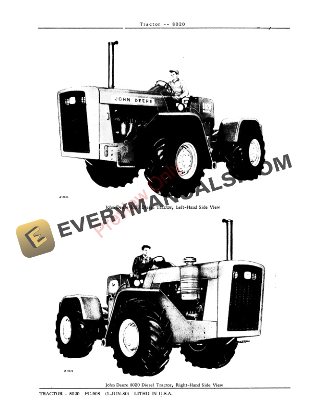 John Deere 8020 Tractor Parts Catalog PC908 01JUN80-3