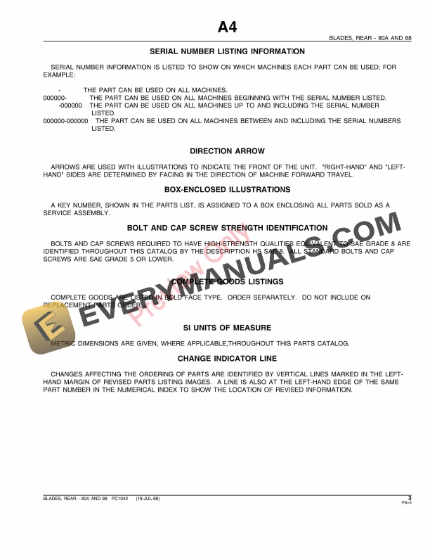 John Deere 80A and 88 Rear Blade Parts Catalog PC1042 02JUN11 5