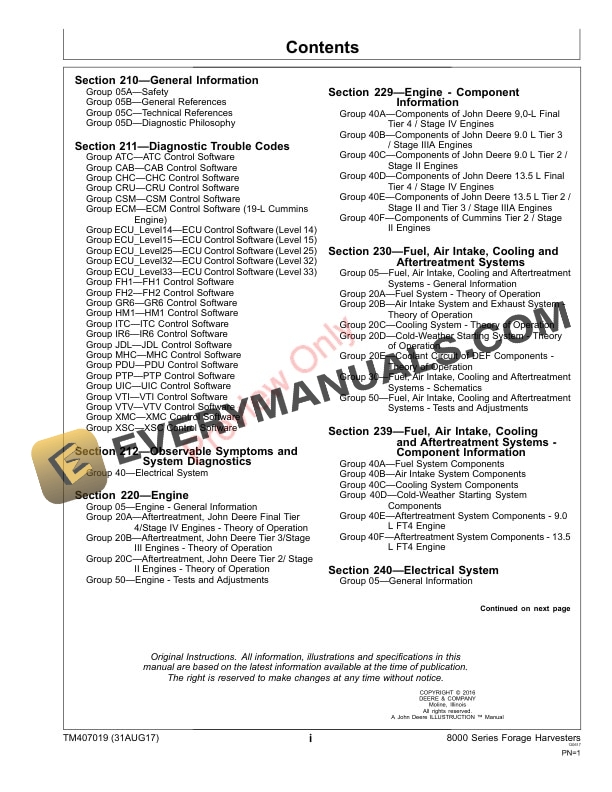 John Deere 8100 8200 8300 8400 8500 8600 8700 and 8800 Self Diagnostic Technical Manual TM407019 31AUG17 3