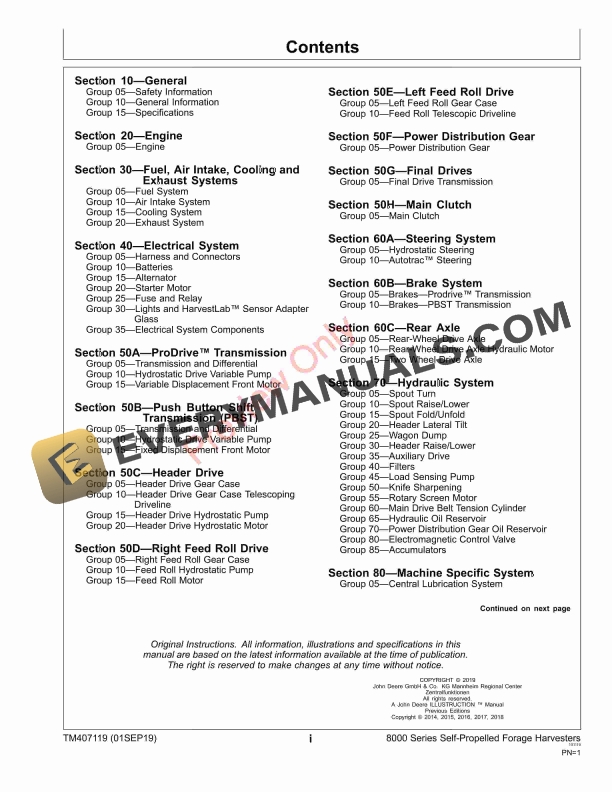John Deere 8100 8200 8300 8400 8500 8600 8700 and 8800 Self Technical Manual TM407119 01SEP19 5