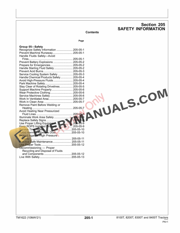 John Deere 8100T 8200T 8300T and 8400T Tractors Technical Manual TM1622 10MAY21 5