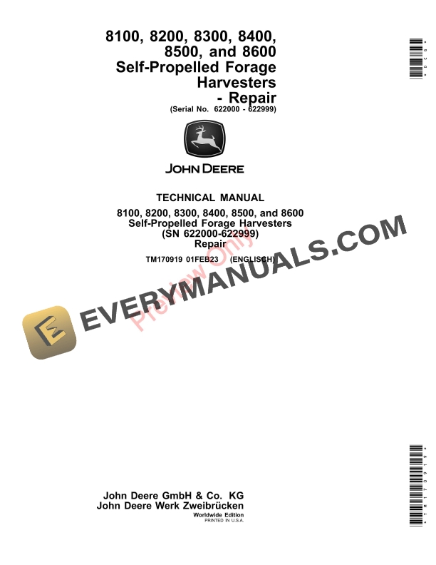 John Deere 8100—8600 Self-Propelled Forage Harvesters Technical Manual TM170919 01JUL21-1