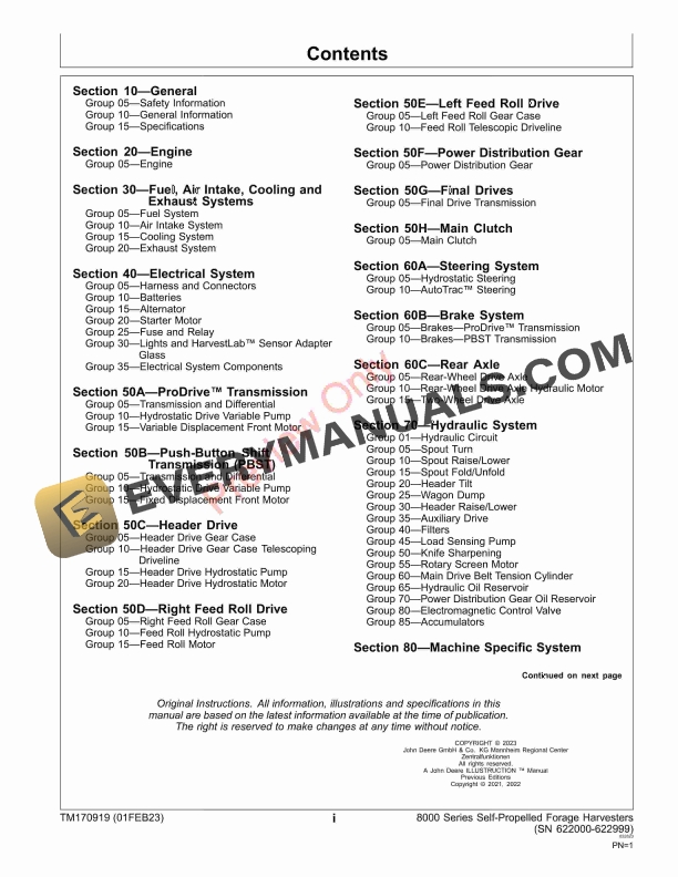 John Deere 8100—8600 Self Propelled Forage Harvesters Technical Manual TM170919 01JUL21 5