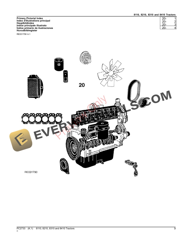 John Deere 8110, 8210, 8310 AND 8410 TRACTORS Parts Catalog PC2733 24OCT23-3