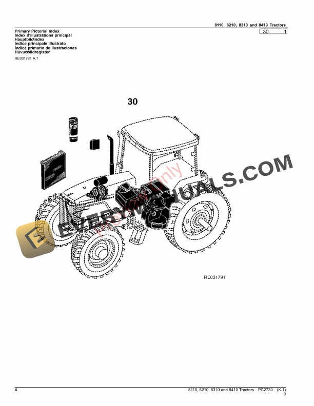 John Deere 8110, 8210, 8310 AND 8410 TRACTORS Parts Catalog PC2733 24OCT23-4