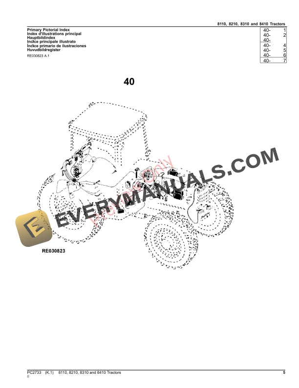 John Deere 8110, 8210, 8310 AND 8410 TRACTORS Parts Catalog PC2733 24OCT23-5