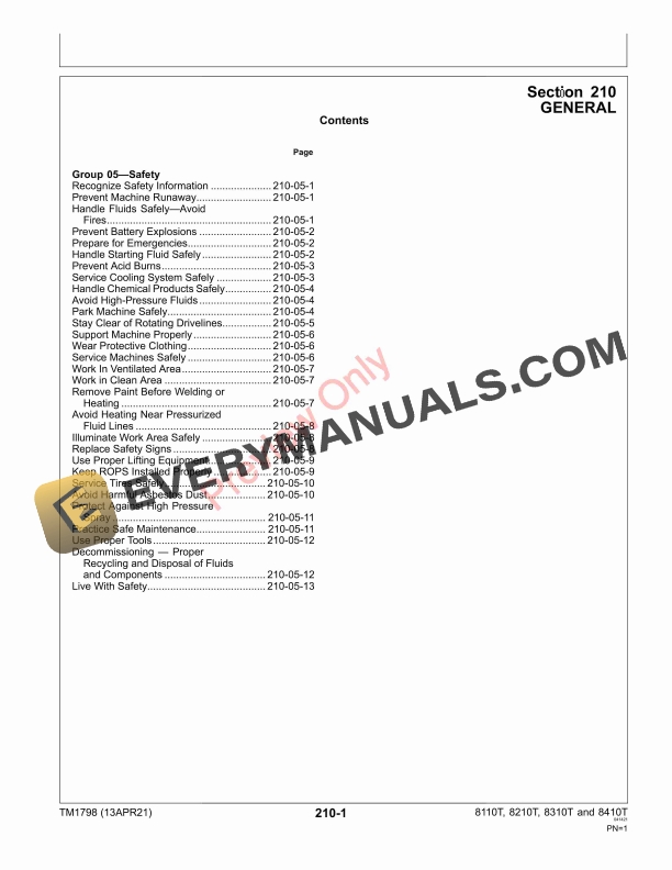 John Deere 8110T 8210T 8310T and 8410T Tractors Technical Manual TM1798 13APR21 5