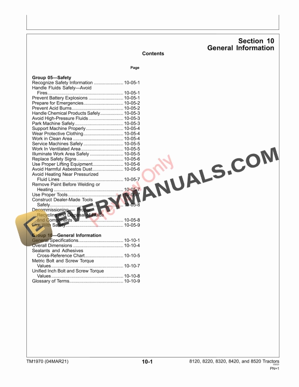 John Deere 8120 8220 8320 8420 and 8520 Tractors Technical Manual TM1970 04MAR21 5