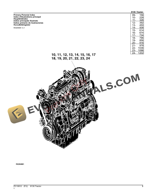John Deere 8130 Tractor Parts Catalog PC10812 17SEP23 3