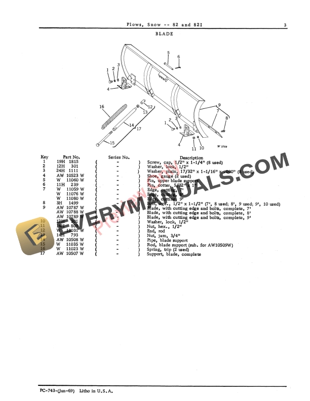 John Deere 82 Snow Plows Parts Catalog PC743 01JUN69 6 John Deere 82 Snow Plows Parts Catalog PC743 01JUN69-5