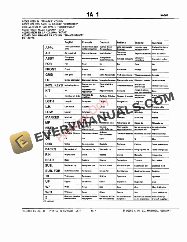 John Deere 820, 920 Tractor Parts Catalog PC4163 09MAY11-5