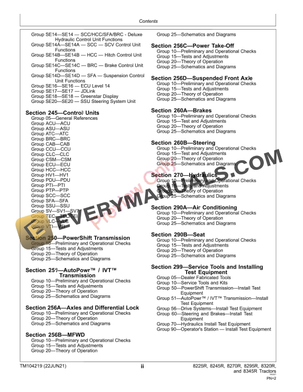 John Deere 8225R 8245R 8270R 8295R 8320R 8345R Tractors 001001 Diagnostic Technical Manual TM104219 22JUN21 4