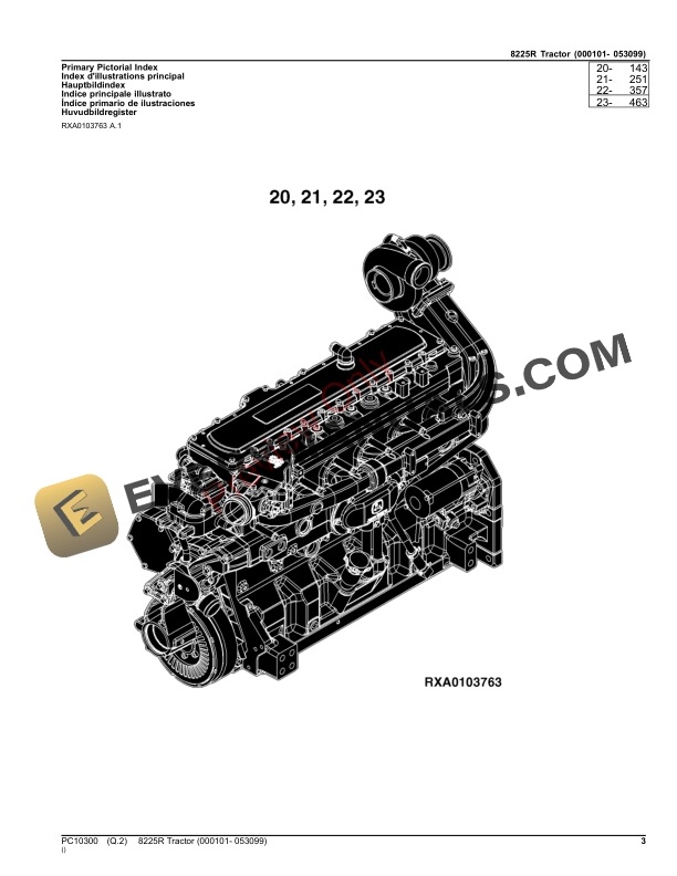 John Deere 8225R TRACTOR Parts Catalog PC10300 05NOV23 3
