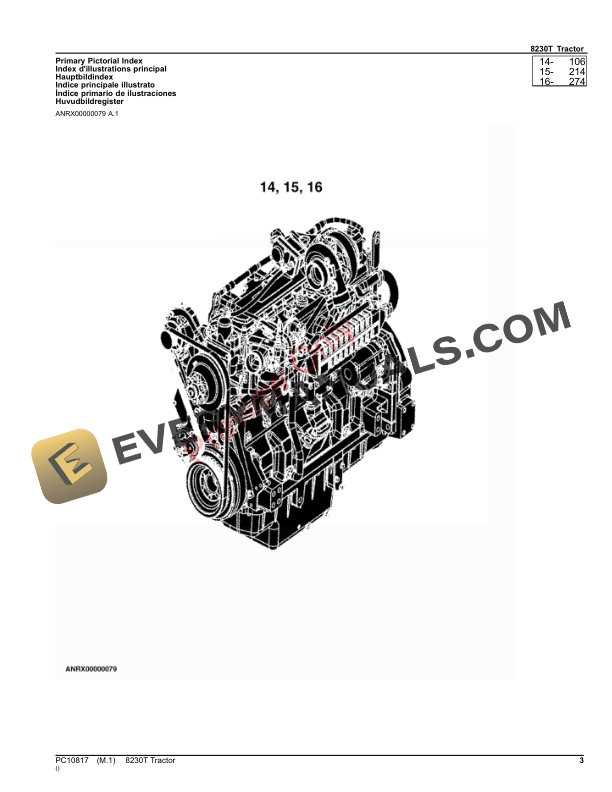 John Deere 8230T Tractor Parts Catalog PC10817 17SEP23 3