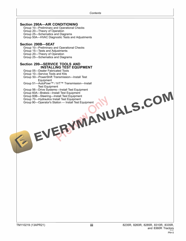 John Deere 8235R 8260R 8285R 8310R 8335R 8360R 8R Tractors Diagnostic Technical Manual TM110219 13APR21 5