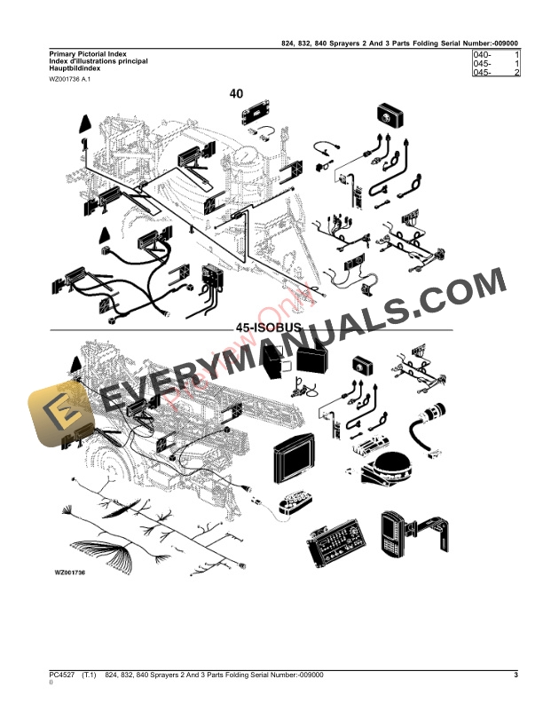 John Deere 824, 832, 840 Trailed Sprayers Parts Catalog PC4527 28DEC22-3