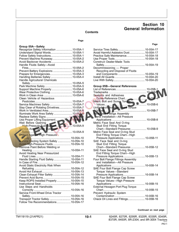 John Deere 8245R 8270R 8295R 8320R 8335R 8345R 8370R and 8400R 8R Tractors 090001 Repair Technical Manual TM119119 21APR21 5