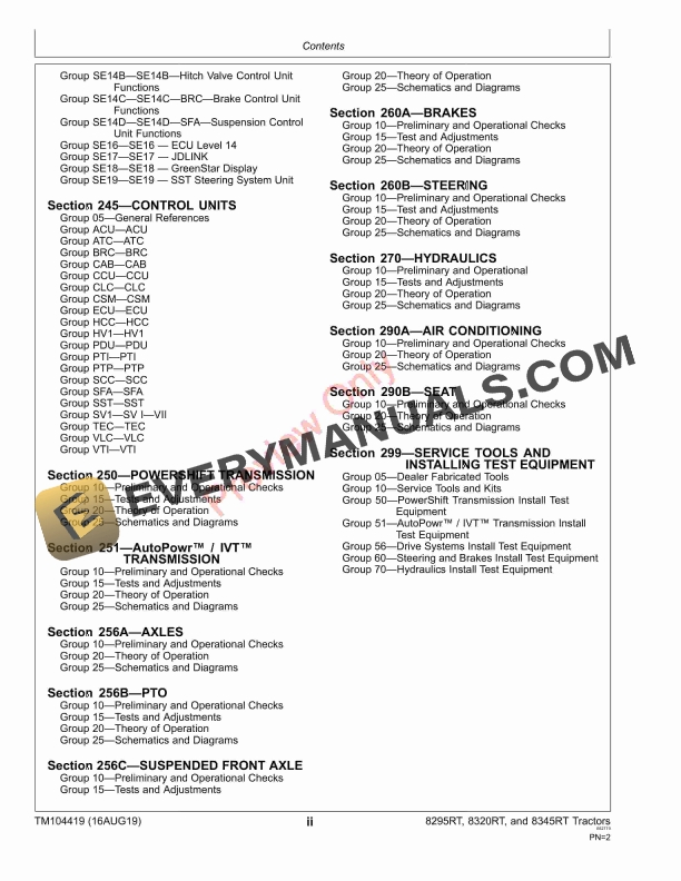 John Deere 8295RT 8320RT and 8345RT Tractors Diagnostic Technical Manual TM104419 16AUG19 4