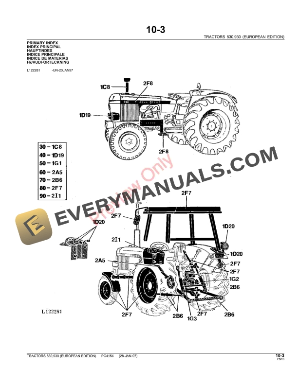 John Deere 830, 930 Tractors Parts Catalog PC4154 09MAY11-5