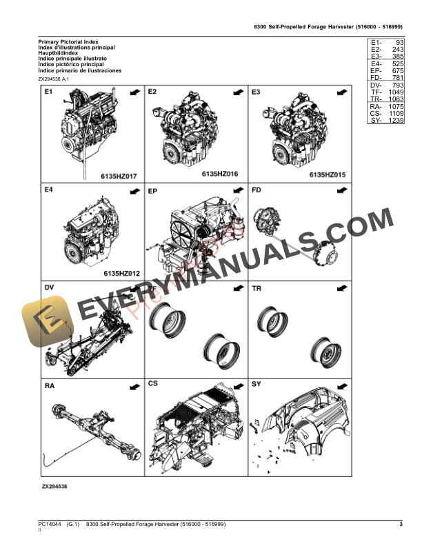 John Deere 8300 Self-Propelled Forage Harvester (516000 – 516999) Parts Catalog PC14044 12NOV23-3