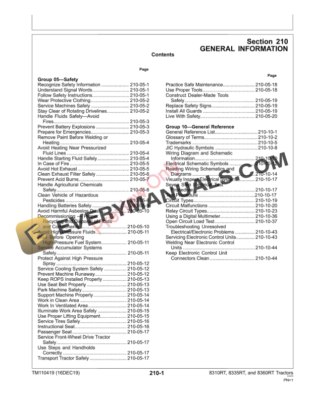 John Deere 8310RT 8335RT and 8360RT 8RT Tractors 902501 912000 Diagnostic Technical Manual TM110419 16DEC19 5