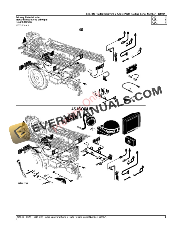 John Deere 832, 840 Trailed Sprayers Parts Catalog PC4548 06AUG23-3