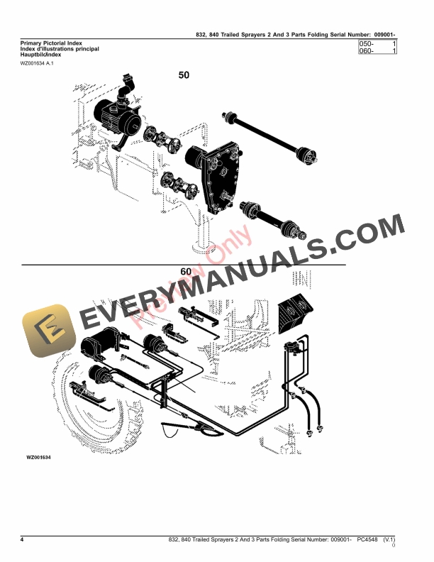 John Deere 832, 840 Trailed Sprayers Parts Catalog PC4548 06AUG23-4