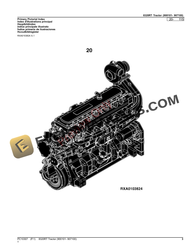 John Deere 8320RT TRACTOR Parts Catalog PC10307 17SEP23 3