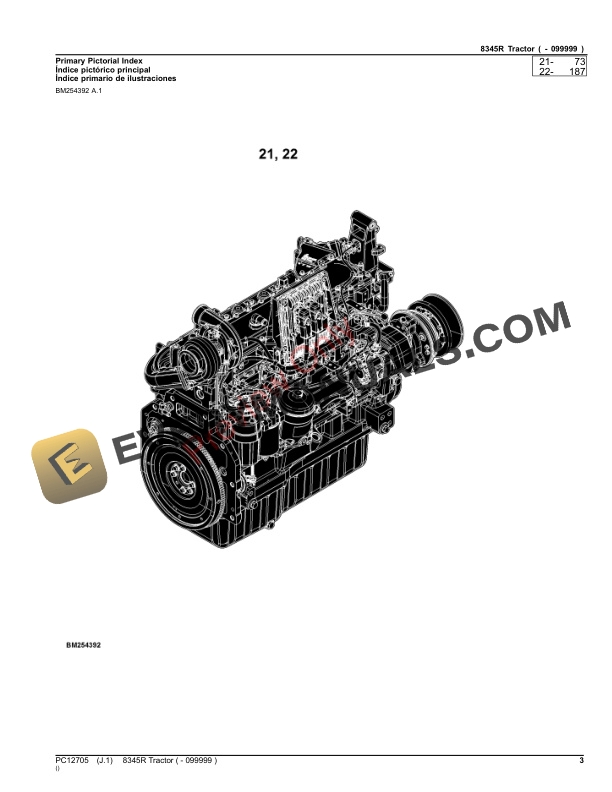 John Deere 8345R Tractor Parts Catalog PC12705 26NOV23-3