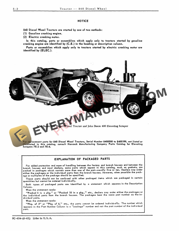 John Deere 840 Diesel Wheel Tractor Parts Catalog PC634 01JUN62-4