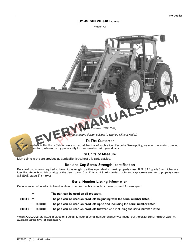 John Deere 840 Loader Parts Catalog PC2600 13JUL20-3