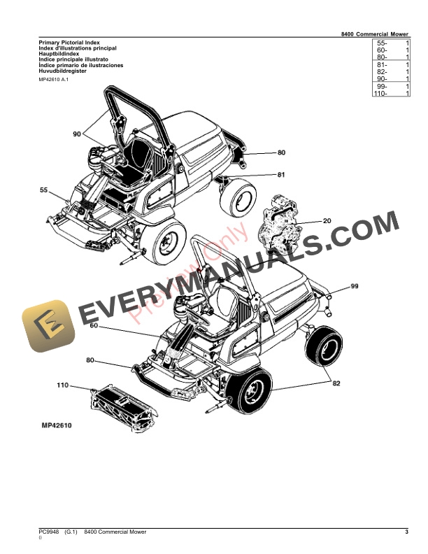 John Deere 8400 Commercial Mower Parts Catalog PC9948 15OCT23-3