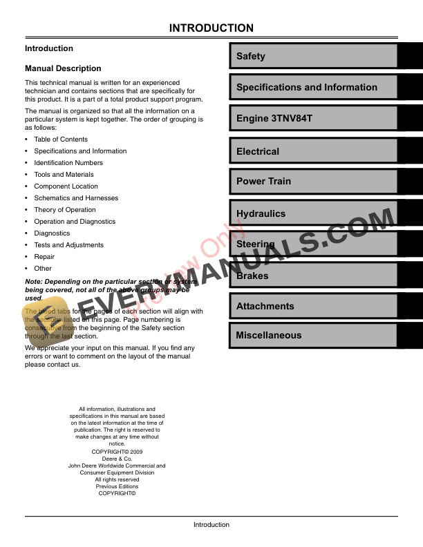 John Deere 8400 Commercial Mower Technical Manual TM109419 01DEC09 PDF 10 John Deere 8400 Commercial Mower Technical Manual TM109419 01DEC09 3