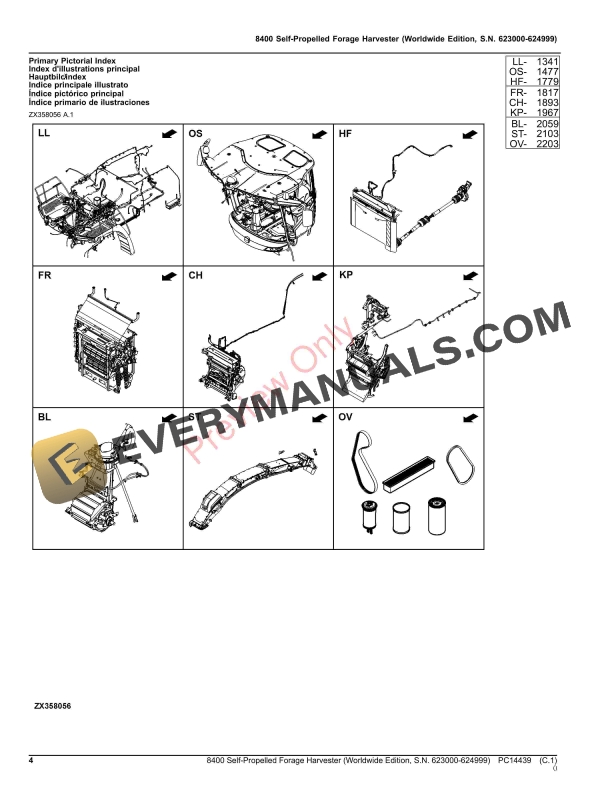 John Deere 8400 Self-Propelled Forage Harvester Parts Catalog PC14439 20JAN23 5 John Deere 8400 Self-Propelled Forage Harvester Parts Catalog PC14439 20JAN23-4