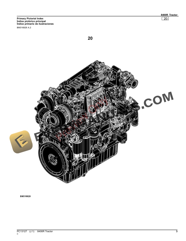 John Deere 8400R Tractor Parts Catalog PC13127 16NOV23-3