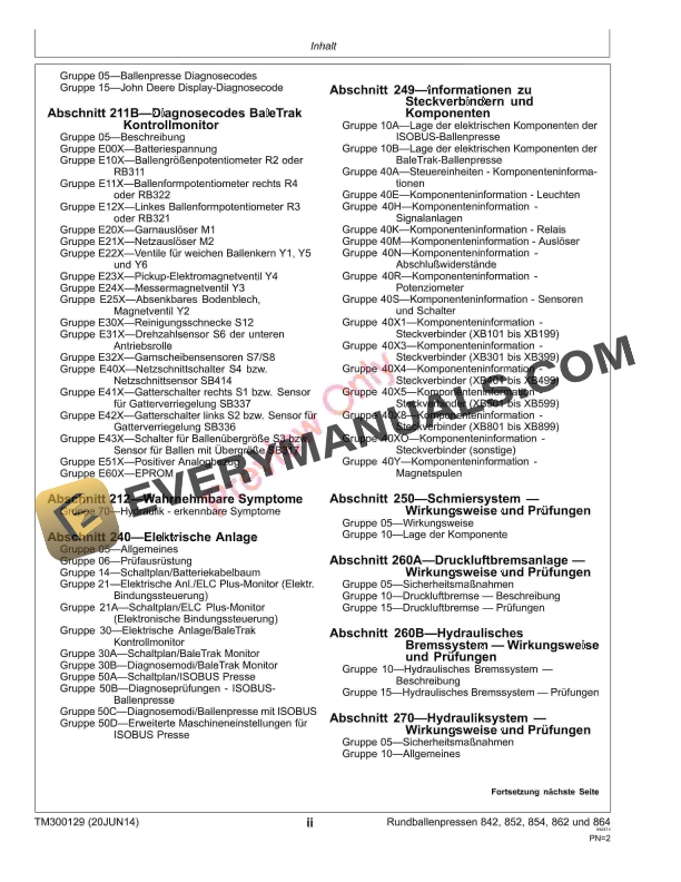 John Deere 842 852 854 862 and 864 Round Balers Technical Manual TM300129 42493 4