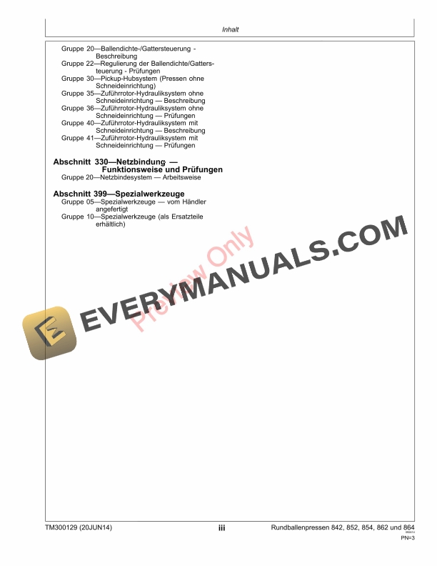 John Deere 842 852 854 862 and 864 Round Balers Technical Manual TM300129 42493 5