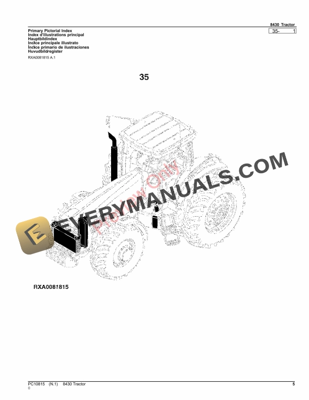 John Deere 8430 Tractor Parts Catalog PC10815 31AUG23 5
