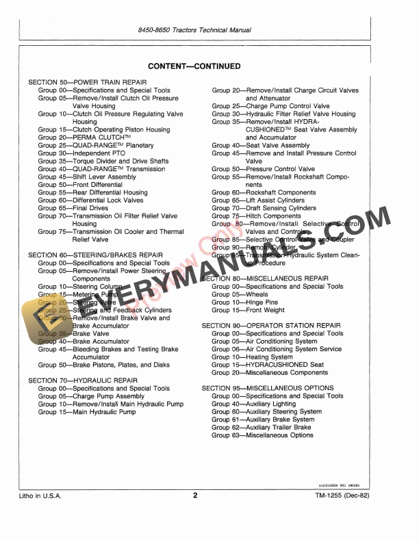 John Deere 8450 and 8650 Tractors Technical Manual TM1355 01MAY86 4